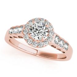 1.3 CTW Certified VS/SI Diamond Solitaire Halo Ring 18K Rose Gold - REF-219N5Y - 26977