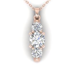 1.25 CTW Certified VS/SI Diamond Art Deco 3 Stone Necklace 14K Rose Gold - REF-193R3K - 30481