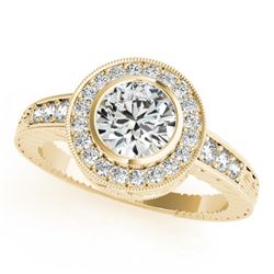 1.11 CTW Certified VS/SI Diamond Solitaire Halo Ring 18K Yellow Gold - REF-216Y2N - 26651