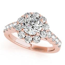 3 CTW Certified VS/SI Diamond Solitaire Halo Ring 18K Rose Gold - REF-657F2M - 26378