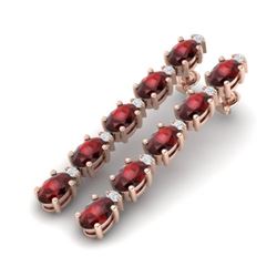 10.36 CTW Garnet & VS/SI Certified Diamond Tennis Earrings 10K Rose Gold - REF-53K3R - 29397