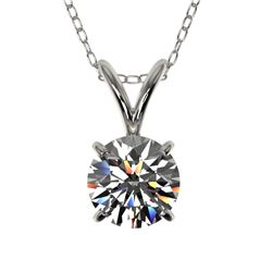 0.77 CTW Certified H-SI/I Quality Diamond Solitaire Necklace 10K White Gold - REF-100N2Y - 36739