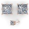 Image 2 : 1.0 CTW VS/SI Princess Diamond Stud Solitaire Earrings 18K Rose Gold - REF-178M2F - 35828