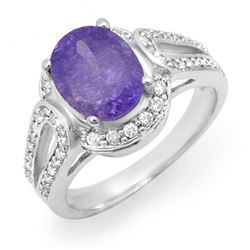 3.50 CTW Tanzanite & Diamond Ring 10K White Gold - REF-80K9R - 14536