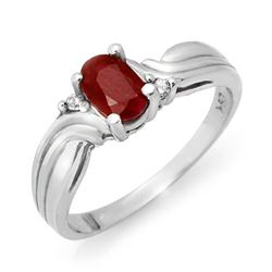 0.85 CTW Ruby & Diamond Ring 18K White Gold - REF-34H4W - 12515