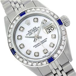 Rolex Ladies Stainless Steel, Diam Dial & Diam/Sapphire Bezel, Saph Crystal - REF-355N6F