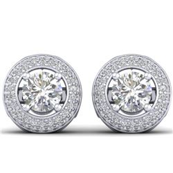 1.75 CTW Certified VS/SI Diamond Art Deco Micro Halo Stud Earrings 14K White Gold - REF-207H6W - 304