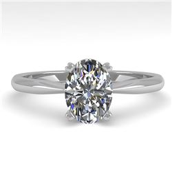 1.01 CTW Oval Cut VS/SI Diamond Engagement Designer Ring 14K White Gold - REF-275R3K - 32160