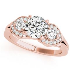 1.2 CTW Certified VS/SI Diamond 3 Stone Solitaire Ring 18K Rose Gold - REF-220T9X - 27982