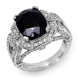 8.50 CTW Blue Sapphire & Diamond Ring 14K White Gold - REF-175K3R - 11898