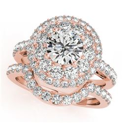 2.55 CTW Certified VS/SI Diamond 2Pc Wedding Set Solitaire Halo 14K Rose Gold - REF-455M6F - 30937