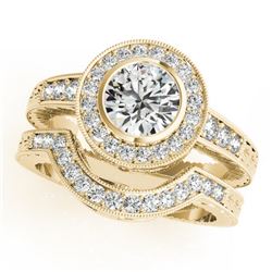 1.3 CTW Certified VS/SI Diamond 2Pc Wedding Set Solitaire Halo 14K Yellow Gold - REF-228M8F - 31048