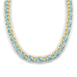 46.5 CTW Sky Blue Topaz & VS/SI Certified Diamond Eternity Necklace 10K Yellow Gold - REF-218K2R - 2