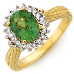 2.75 CTW Green Tourmaline & Diamond Ring 10K Yellow Gold - REF-52Y4N - 10985