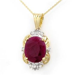 6.39 CTW Ruby & Diamond Pendant 14K Yellow Gold - REF-57N5Y - 12760