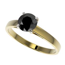 1 CTW Fancy Black VS Diamond Solitaire Engagement Ring 10K Yellow Gold - REF-34X2T - 32986