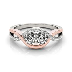 0.88 CTW Certified VS/SI Diamond 2 Stone Ring 18K White & Rose Gold - REF-140F8M - 28181