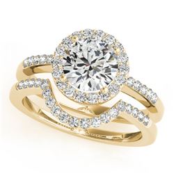 1.19 CTW Certified VS/SI Diamond 2Pc Wedding Set Solitaire Halo 14K Yellow Gold - REF-216F2M - 30773