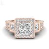 Image 2 : 3.53 CTW Princess VS/SI Diamond Micro Pave 3 Stone Ring 18K Rose Gold - REF-618K2R - 37176