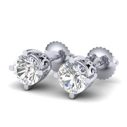 1.5 CTW VS/SI Diamond Solitaire Art Deco Stud Earrings 18K White Gold - REF-318W2H - 37229