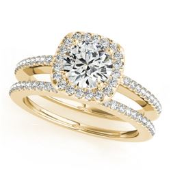 1.42 CTW Certified VS/SI Diamond 2Pc Wedding Set Solitaire Halo 14K Yellow Gold - REF-382R8K - 31001