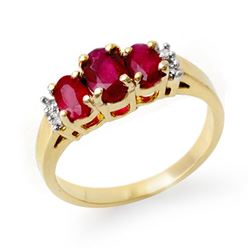 1.18 CTW Ruby & Diamond Ring 14K Yellow Gold - REF-38H2W - 13208