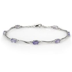 4.02 CTW Tanzanite & Diamond Bracelet 10K White Gold - REF-54K2R - 10942