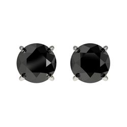 1.11 CTW Fancy Black VS Diamond Solitaire Stud Earrings 10K White Gold - REF-32F5M - 36587