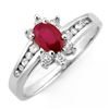 Image 1 : 1.03 CTW Ruby & Diamond Ring 14K White Gold - REF-45R5K - 10907