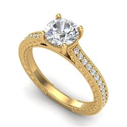 1.45 CTW VS/SI Diamond Art Deco Ring 18K Yellow Gold - REF-400R2K - 37006