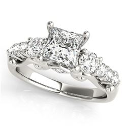 1.75 CTW Certified VS/SI Diamond 3 Stone Princess Cut Ring 18K White Gold - REF-447W8H - 27996