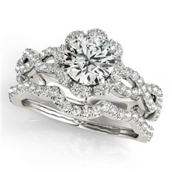 1.93 CTW Certified VS/SI Diamond 2Pc Wedding Set Solitaire Halo 14K White Gold - REF-420X4T - 31184