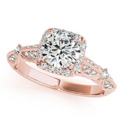 1.36 CTW Certified VS/SI Diamond Solitaire Halo Ring 18K Rose Gold - REF-388T4X - 26528