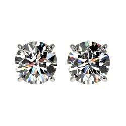 1.52 CTW Certified H-SI/I Quality Diamond Solitaire Stud Earrings 10K White Gold - REF-154Y5N - 3660