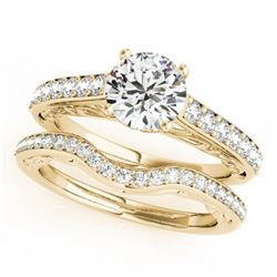 1.36 CTW Certified VS/SI Diamond Solitaire 2Pc Wedding Set 14K Yellow Gold - REF-214T9X - 31759