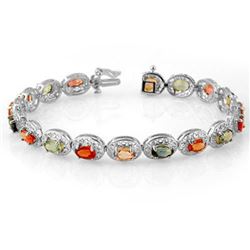 12.90 CTW Multi-Color Sapphire Bracelet 18K White Gold - REF-154R2K - 11707