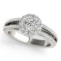 0.75 CTW Certified VS/SI Diamond Solitaire Halo Ring 18K White Gold - REF-130T5X - 26629