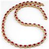 Image 1 : 27.10 CTW Ruby & Diamond Necklace 14K Yellow Gold - REF-854T2X - 13165