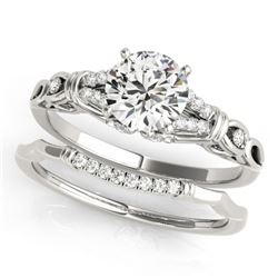 1 CTW Certified VS/SI Diamond Solitaire 2Pc Wedding Set 14K White Gold - REF-187W5H - 31895