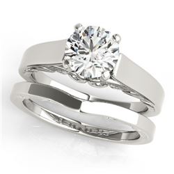 1 CTW Certified VS/SI Diamond Solitaire 2Pc Wedding Set 14K White Gold - REF-362T8X - 31859