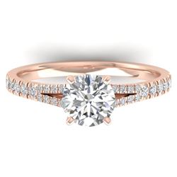 1.36 CTW Certified VS/SI Diamond Solitaire Art Deco Ring 14K Rose Gold - REF-353F3M - 30376