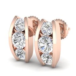 2.18 CTW VS/SI Diamond Solitaire Art Deco Stud Earrings 18K Rose Gold - REF-300K2R - 37011