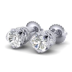 1.85 CTW VS/SI Diamond Solitaire Art Deco Stud Earrings 18K White Gold - REF-234X5T - 36857