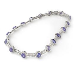 45.0 CTW Tanzanite & Diamond Necklace 18K White Gold - REF-1188R5K - 11763