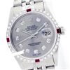 Image 1 : Rolex Ladies Stainless Steel, Diam Dial & Diam/Ruby Bezel, Saph Crystal - REF-355M6H