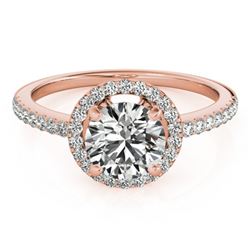 0.90 CTW Certified VS/SI Diamond Solitaire Halo Ring 18K Rose Gold - REF-132W4H - 26812