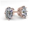 Image 1 : 1.0 CTW VS/SI Oval Cut Diamond Stud Solitaire Earrings 18K Rose Gold - REF-156W4H - 35669