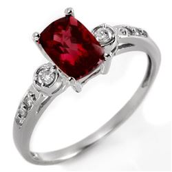 1.45 CTW Pink Tourmaline & Diamond Ring 10K White Gold - REF-28M9F - 11387