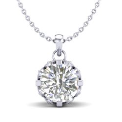 1.14 CTW VS/SI Diamond Solitaire Art Deco Stud Necklace 18K White Gold - REF-205N5Y - 36842