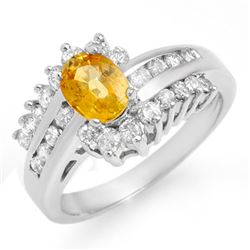 1.77 CTW Yellow Sapphire & Diamond Ring 14K White Gold - REF-78X2T - 13371